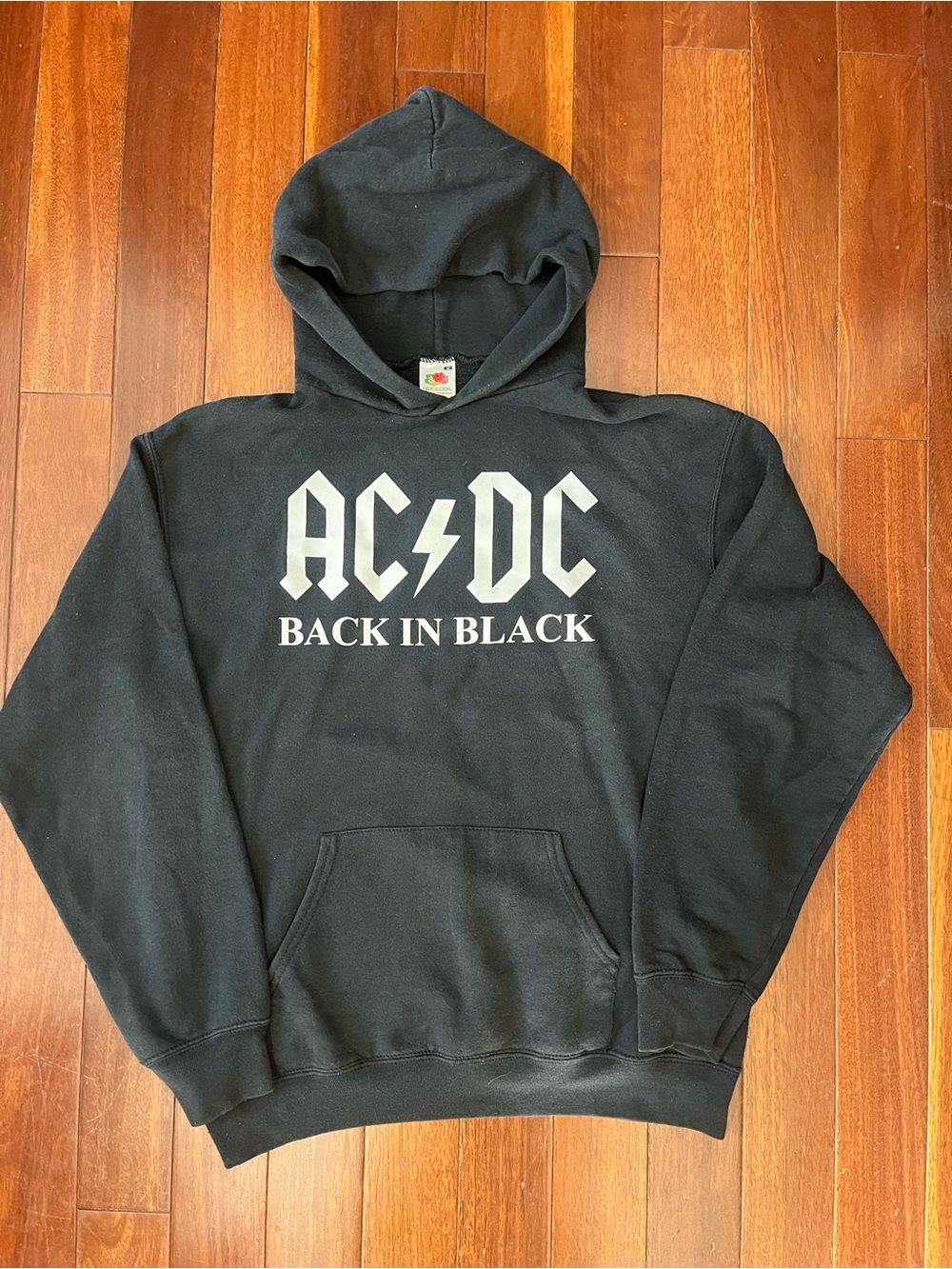 Vintage AC/DC Back in Black Fruit of the Loom Hoodie Medium
